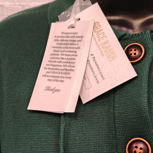 Women's Casual Green Cardigan Med. Grannycore Old Money Academia Preppy 90s Y2k - Picture 3 of 6